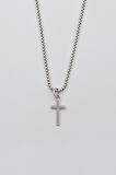 Minimalist Haç Kolye - Örme İthal Zincirli Unisex Gümüş Kaplama - 60 cm