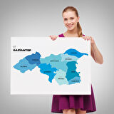 Harita Sepeti Gaziantep İli ve İlçeler Haritası Dekoratif Kanvas Tablo 1344