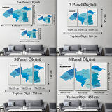Harita Sepeti Gaziantep İli ve İlçeler Haritası Dekoratif Kanvas Tablo 1344