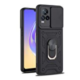 Smcase VİVO V21e Kılıf Kamera Korumalı Yüzüklü Tank Pars Silikon