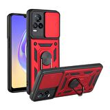 Smcase VİVO V21e Kılıf Kamera Korumalı Yüzüklü Tank Pars Silikon
