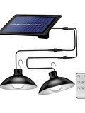 gaman Güneş Enerjili Kumandalı Işığı Kısılabilir Çift Başlıklı İç veya Dış Mekan Sarkıt Solar Led Lamba - Çardak Ledi Solar