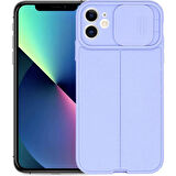 Gpack Apple iPhone 11 Kılıf Kamera Sürgülü Deri Dokulu Mat Silikon