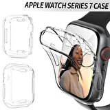 Smcase Apple Watch Uyumlu 41mm Tam Kapatan Şeffaf Silikon Ekran Koruyucu 