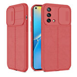 Gpack Oppo A54 4G Kılıf Kamera Sürgülü Deri Dokulu Mat Silikon