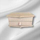 Ahşap Boyanabilir Bölmeli Ve Çekmeceli Takı-makyaj-aksesuar Organizer Kutu