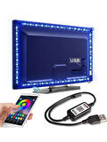 Bluetoothlu USB Şerit LED Tv Pc Arkası Telefondan kontrollü Rgb Aydınlatma 3 Metre Sese Duyarlı LED IŞIK