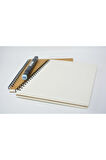 Çizgisiz Spiralli Defter, A5 Boyut (15x21 cm), 60 Yaprak, 90gr. Ivory, Kraft Kapak