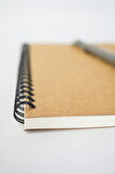 Çizgili Spiralli Defter, A5 Boyut (15x21 cm), 60 Yaprak, 90gr. Ivory, Kraft Kapak