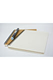 Çizgili Spiralli Defter, A5 Boyut (15x21 cm), 60 Yaprak, 90gr. Ivory, Kraft Kapak