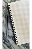 Kareli Spiralli Defter, A5 Boyut (15x21 cm), 100 Yaprak, 90gr. Ivory, Siyah Kapak