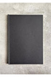 A4 Çizgisiz Spiralli Defter, A4 Boyut (21cm x 29.7cm), 60 Yaprak, 90gr. Ivory, Siyah Kapak