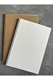 A4 Çizgisiz Spiralli Defter, A4 Boyut (21cm x 29.7cm), 60 Yaprak, 90gr. Ivory, Kraft Kapak
