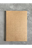 A4 Çizgili Spiralli Defter, A4 Boyut (21cm x 29.7cm), 60 Yaprak, 90gr. Ivory, Kraft Kapak