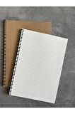 A4 Çizgili Spiralli Defter, A4 Boyut (21cm x 29.7cm), 60 Yaprak, 90gr. Ivory, Kraft Kapak