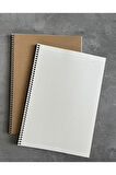 A4 Kareli Spiralli Defter, A4 Boyut (21cm x 29.7cm), 60 Yaprak, 90gr. Ivory, Kraft Kapak