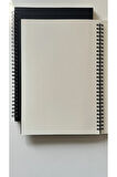 B5 Çizgisiz Spiralli Defter, B5 Boyut (182mm x 257mm), 100 Yaprak, 90gr. Ivory, Siyah Kapak