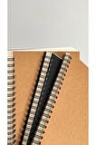 B5 Kareli Spiralli Defter, B5 Boyut (182mm x 257mm), 100 Yaprak, 90gr. Ivory, Kraft Kapak