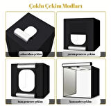HpyTech 60x60x60 Ürün Fotoğraf Çekim Kabini Seti - LED Işıklı, Fonlu, Taşınabilir Stüdyo Çadır