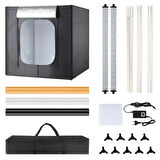 HpyTech 60x60x60 Ürün Fotoğraf Çekim Kabini Seti - LED Işıklı, Fonlu, Taşınabilir Stüdyo Çadır