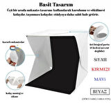 HpyTech Katlanabilir Mini Fotoğraf Kutusu– Işıklı Ürün Çekim Çadırı 40x40x40