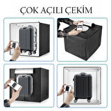 HpyTech 80x80x80 LED Işıklı Ürün Fotoğraf Çekim Kabini - Büyük Boy Stüdyo Çadırı