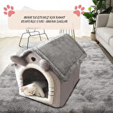 HpyTech Peluş Yumuşak,Kedi & Küçük Köpek Evi 🐾 Kapalı Kulübe Tasarım – Sıcak, Konforlu, Yıkanabilir Minderli Evcil Yatak