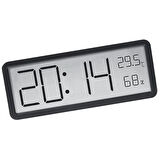 HpyTech Dijital Masa ve Duvar Saati  Termometre & Nem Göstergeli LCD Saat  Büyük Ekranlı, Sessiz