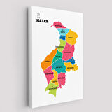 Harita Sepeti Hatay İli ve İlçeler Haritası Dekoratif Kanvas Tablo 1354