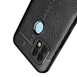 Smcase Realme C25s Kılıf Kamera Korumalı Deri Dokulu Silikon  Nano Ekran Koruyucu