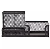 Metal Perfore 3 Gözlü Set, 3 bölmeli tel kalemlik -Siyah