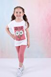 Kız Çocuk Şortlu Fitilli Kapri Tayt Kompak T-Shirt Alt Üst Takım