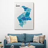 Harita Sepeti Hatay İli ve İlçeler Haritası Dekoratif Kanvas Tablo 1356