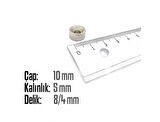 Neodyum Mıknatıs Yuvarlak Havşalı Çap 10mm (delik 8/4mm) Kalıklık 5mm 3 Adet