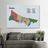 Harita Sepeti İstanbul İli ve İlçeler Haritası Dekoratif Kanvas Tablo 1365