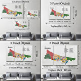 Harita Sepeti İstanbul İli ve İlçeler Haritası Dekoratif Kanvas Tablo 1365