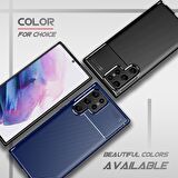 Smcase Samsung Galaxy S22 Ultra 5G Kılıf Negro Karbon Dokulu Silikon