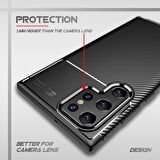 Smcase Samsung Galaxy S22 Ultra 5G Kılıf Negro Karbon Dokulu Silikon