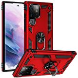 Smcase Samsung Galaxy S22 Ultra 5G Kılıf Vega Yüzüklü Tank Silikon