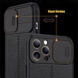 Gpack Xiaomi Redmi Note 11 Pro Kılıf Kamera Sürgülü Deri Dokulu Mat Silikon 