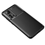 Smcase Xiaomi 12 Kılıf Kamera Korumalı Negro Karbon Dokulu Silikon