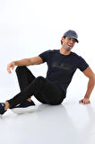 Erkek Lacivert Süprem Kumaş Bisiklet Yaka Slim Fit Dar Kesim Kısa Kollu T-shirt - 136