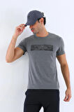 Erkek Antrasit Süprem Kumaş Bisiklet Yaka Slim Fit Dar Kesim Kısa Kollu T-shirt - 136