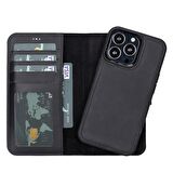 Smcase iPhone 13 Pro Kılıf Hakiki Deri 2-1 Kartlıklı Cüzdan