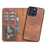 Smcase iPhone 12 Pro Kılıf Hakiki Deri 2-1 Kartlıklı Cüzdan