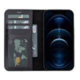 Smcase iPhone 12 Pro Max Kılıf Hakiki Deri 2-1 Kartlıklı Cüzdan