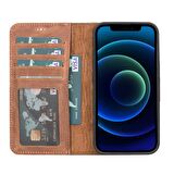 Smcase iPhone 13 Kılıf Hakiki Deri 2-1 Kartlıklı Cüzdan