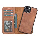 Smcase iPhone 13 Kılıf Hakiki Deri 2-1 Kartlıklı Cüzdan