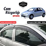 Peugeot 206 206+ 1998-2012 Uyumlu Mugen Cam Rüzgarlığı Seti Piano Black 4'lü İthal