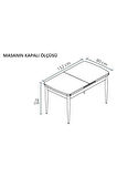 Minel Açılabilen Metal Ayak MDF Mutfak Masası Takımı 6 Lacivert Sandalye 80 x 132